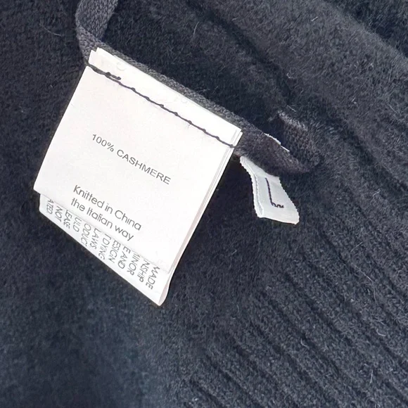 Enza Costa Black 100% Cashmere V-Neck Sweater Size Large Winter‎ - Picture 8 of 8